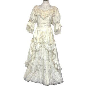 VTG 80's Loralie Formal Evening Off White Dress Rare Vintage Size 14